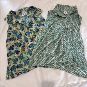 CAbi Floral Sleeveless Tops in Blue and Green